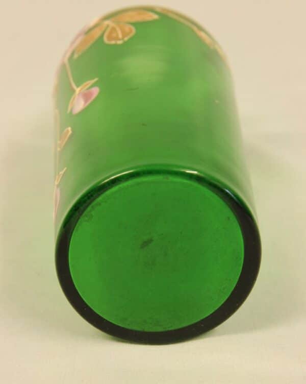 Antique Green Glass Decorated Vase - Image 7