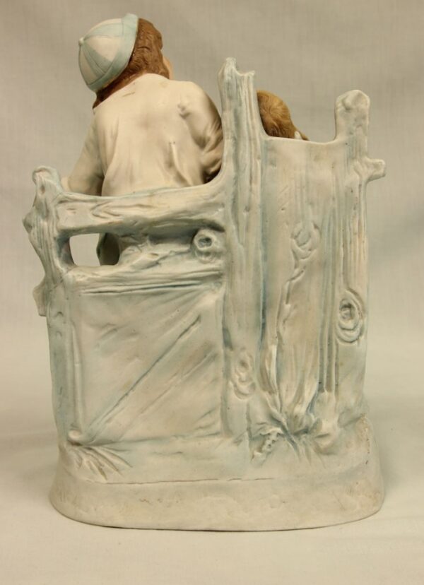 Bisque Figure Group of Father & Child bisque Antique Ceramics 7