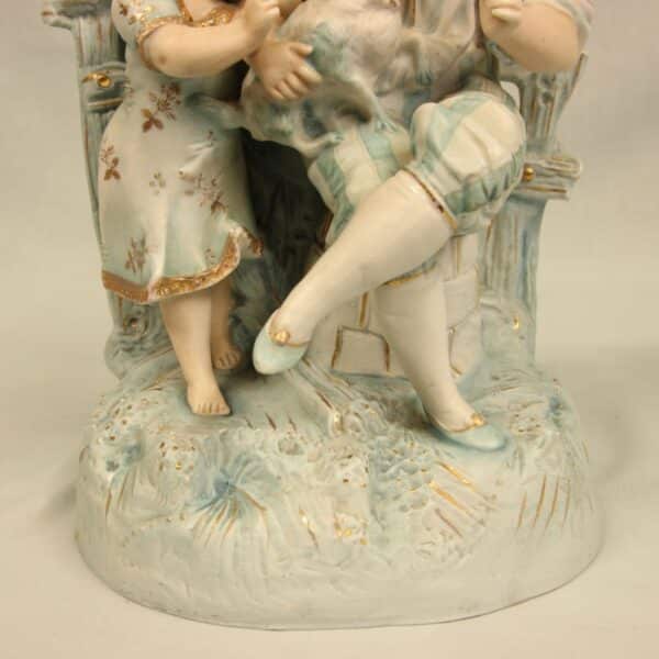 Bisque Figure Group of Father & Child bisque Antique Ceramics 9