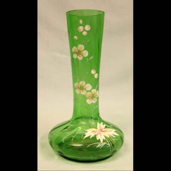 Antique Decorated Green Glass Shaped Vase