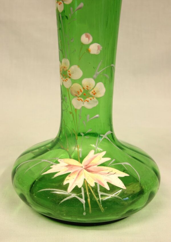 Antique Decorated Green Glass Shaped Vase - Image 5