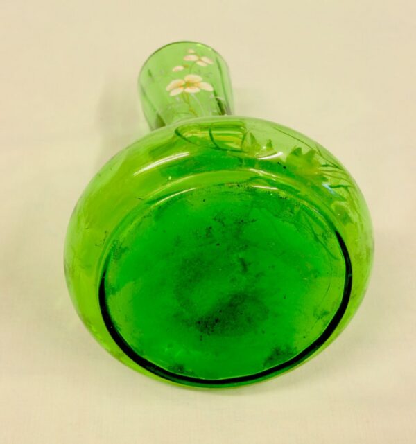 Antique Decorated Green Glass Shaped Vase Antique Antique Vases 9