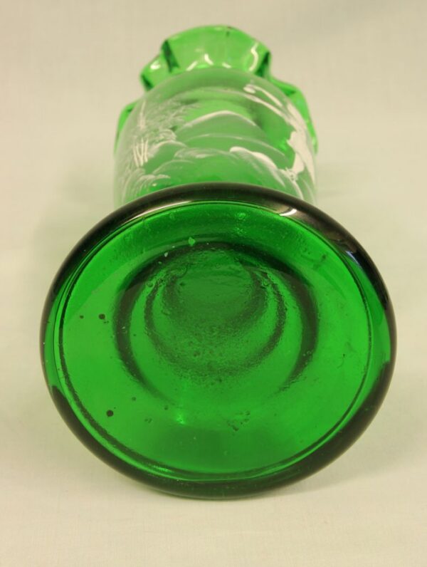 Mary Gregory Painted Green Glass Shaped Vase Antique Antique Vases 9