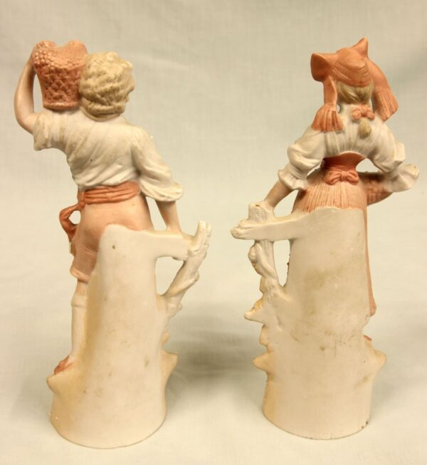 Pair of Bisque Figurines of Young Girl & Boy - Image 3