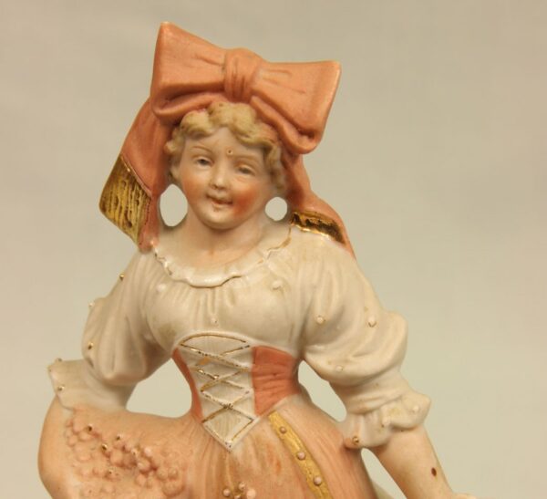 Pair of Bisque Figurines of Young Girl & Boy bisque Antique Ceramics 7