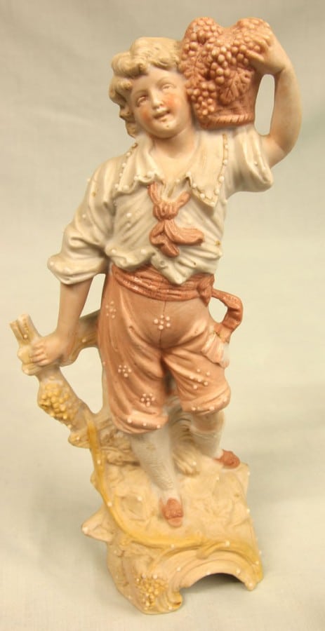 Pair of Bisque Figurines of Young Girl & Boy bisque Antique Ceramics 9