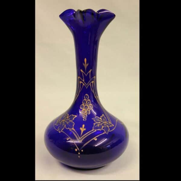 Antique Shaped Bristol Blue Decorated Vase