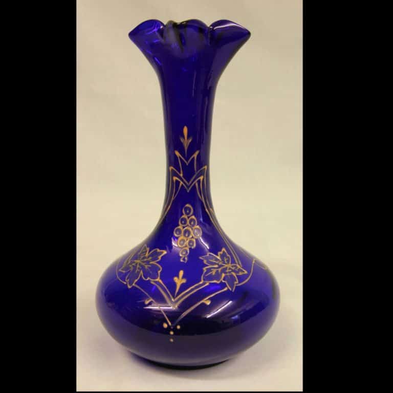 Antique Shaped Bristol Blue Decorated Vase Antique Antique Vases Antique Shaped Bristol Blue Decorated Vase