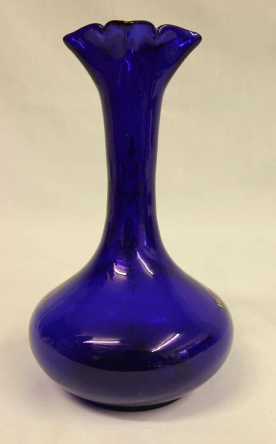 Antique Shaped Bristol Blue Decorated Vase Antique Antique Vases 5