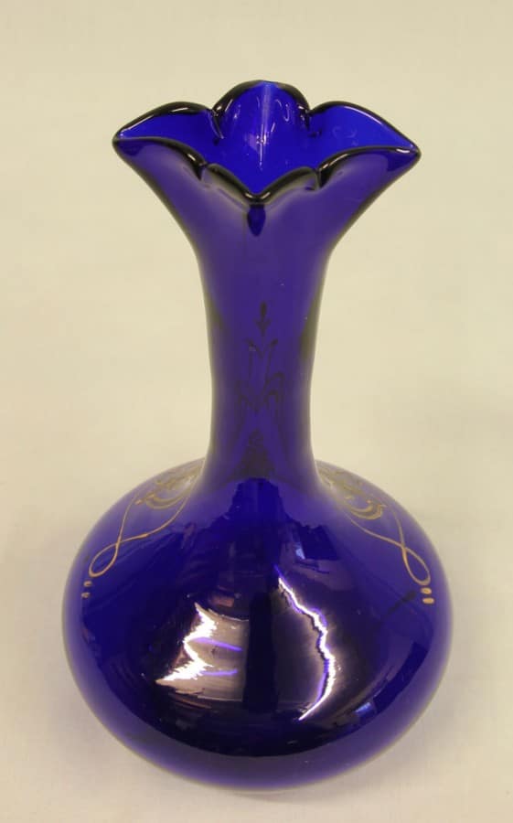 Antique Shaped Bristol Blue Decorated Vase Antique Antique Vases 6