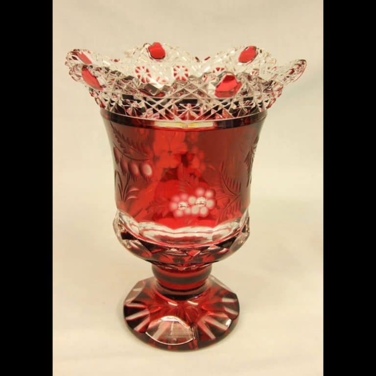 A Lovely Heavy Ruby Cut Glass Vase cut glass Antique Vases A Lovely Heavy Ruby Cut Glass Vase