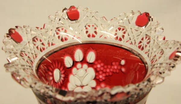 A Lovely Heavy Ruby Cut Glass Vase - Image 3