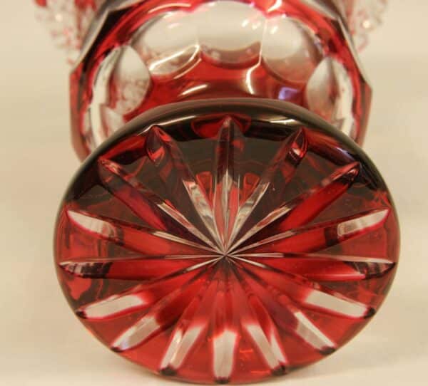 A Lovely Heavy Ruby Cut Glass Vase cut glass Antique Vases 7