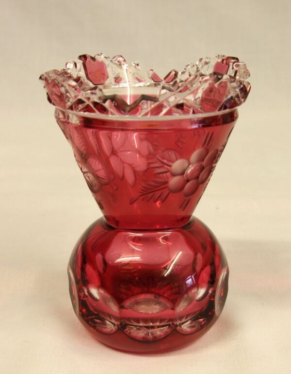 A Pretty Pair of Heavy Cut Glass Ruby Vases cut glass Antique Vases 5