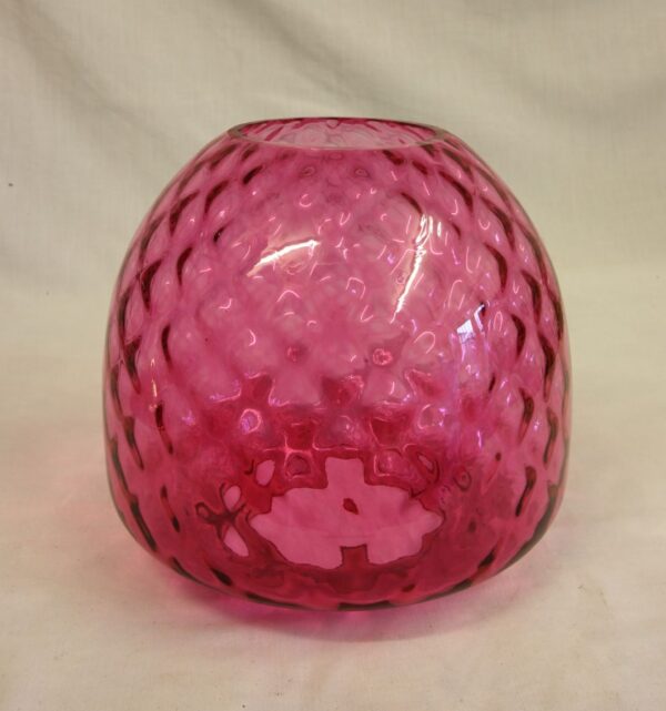 Antique Brass Oil Lamp with Cranberry Shade - Image 7