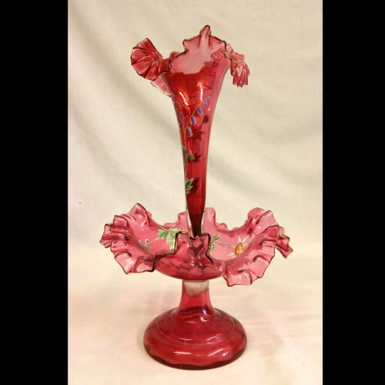 Antique Victorian Cranberry Glass Epergne Centre Piece epergne Antique Glassware Antique Victorian Cranberry Glass Epergne Centre Piece