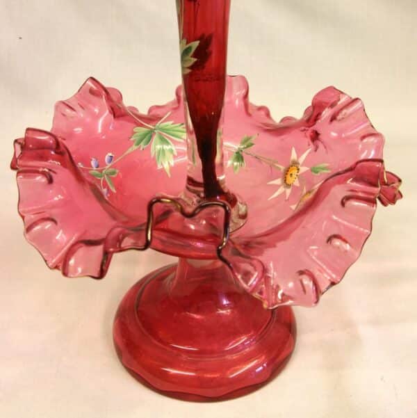 Antique Victorian Cranberry Glass Epergne Centre Piece epergne Antique Glassware 6