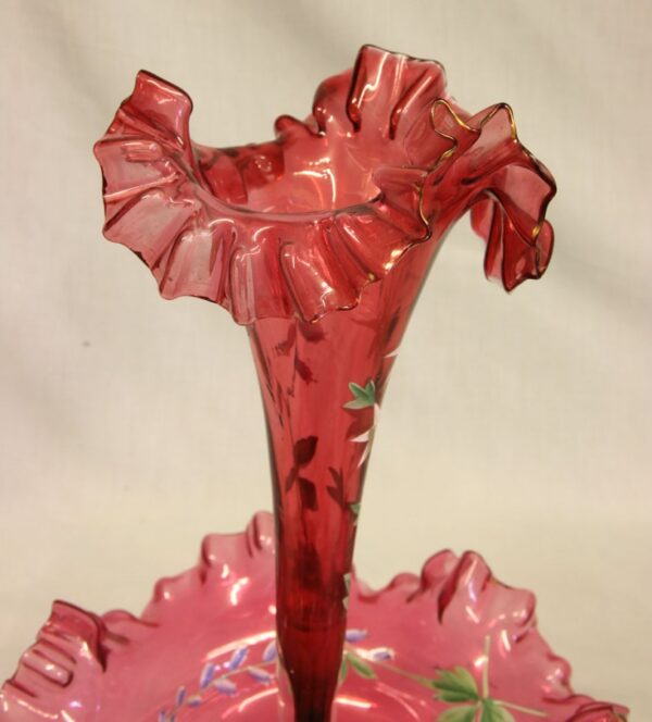 Antique Victorian Cranberry Glass Epergne Centre Piece - Image 6