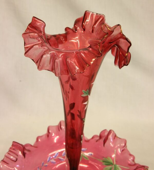 Antique Victorian Cranberry Glass Epergne Centre Piece epergne Antique Glassware 8