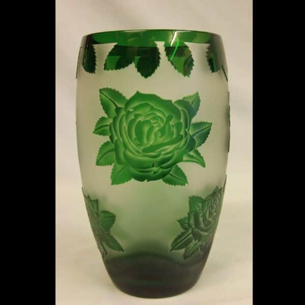 Green Glass Cameo Vase.