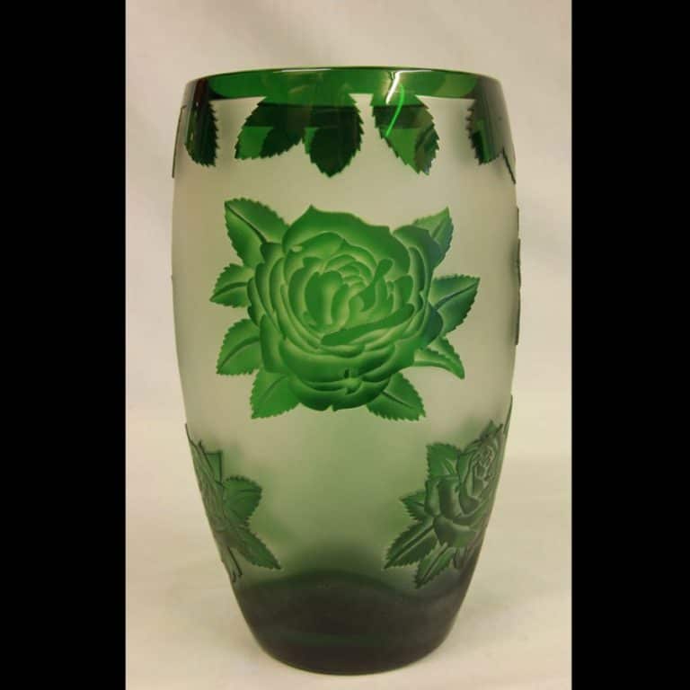 Green Glass Cameo Vase. cameo vase Antique Vases Green Glass Cameo Vase.