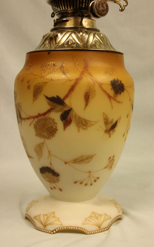 Antique Victorian Satin Glass Vase Lamp Antique Antique Lighting 4