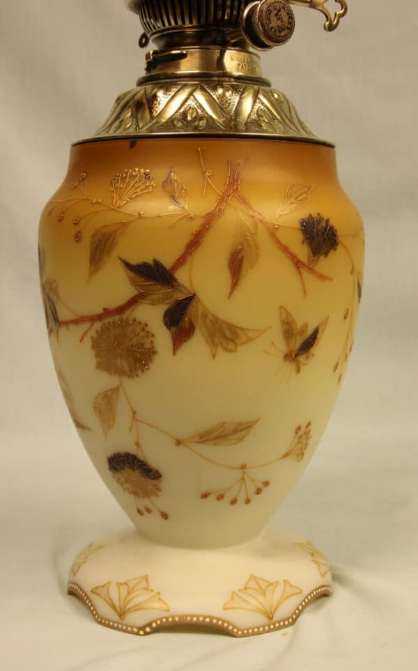 Antique Victorian Satin Glass Vase Lamp - Image 2