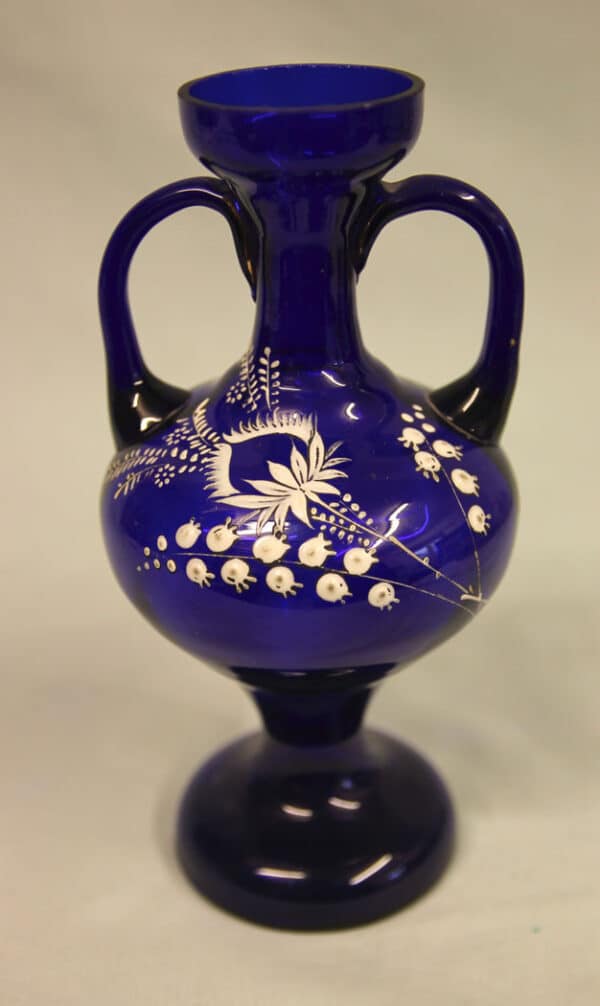 Antique Bristol Blue Shaped Vase Antique Antique Vases 4
