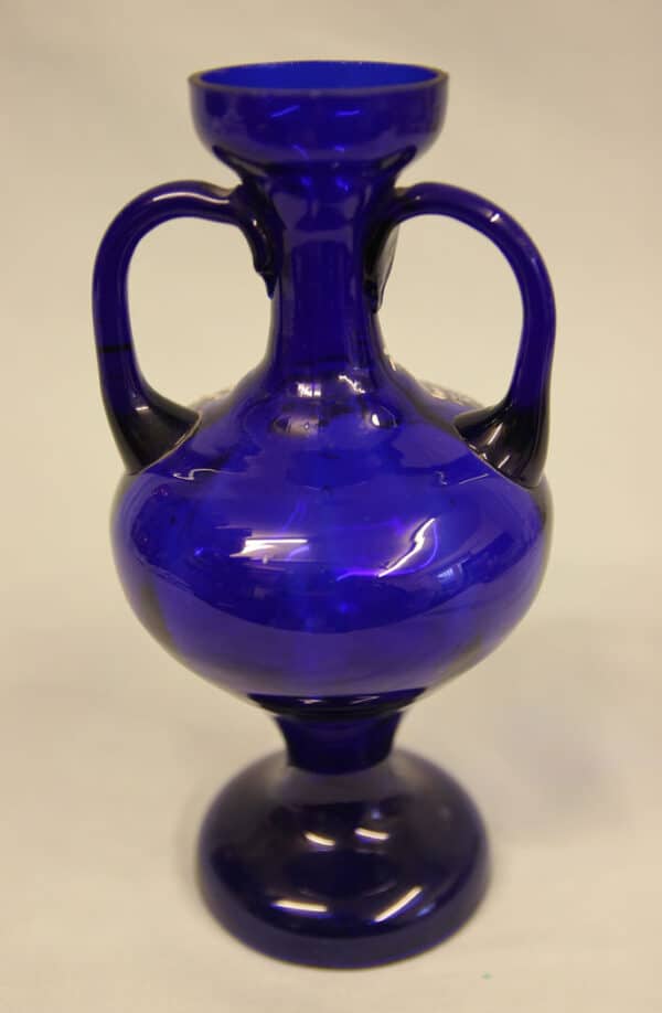 Antique Bristol Blue Shaped Vase Antique Antique Vases 5