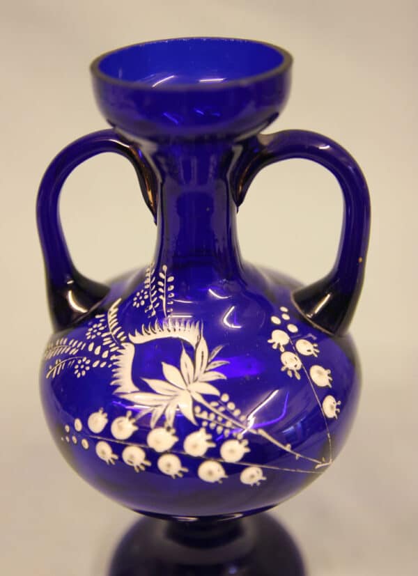 Antique Bristol Blue Shaped Vase Antique Antique Vases 6