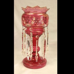 Antique Victorian Cranberry Mantle Table Lustre