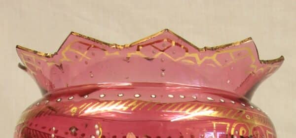 Antique Victorian Cranberry Mantle Table Lustre - Image 6