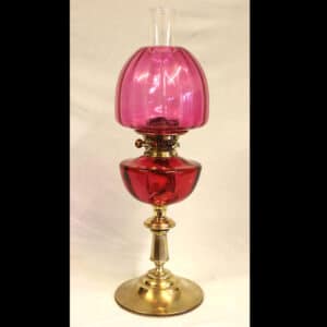 Antique Victorian Cranberry Oil Lamp