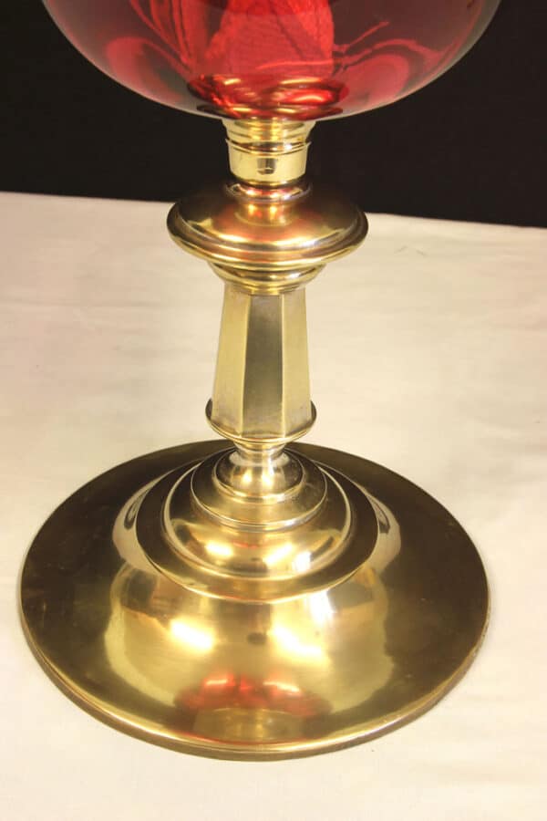 Antique Victorian Cranberry Oil Lamp - Image 5