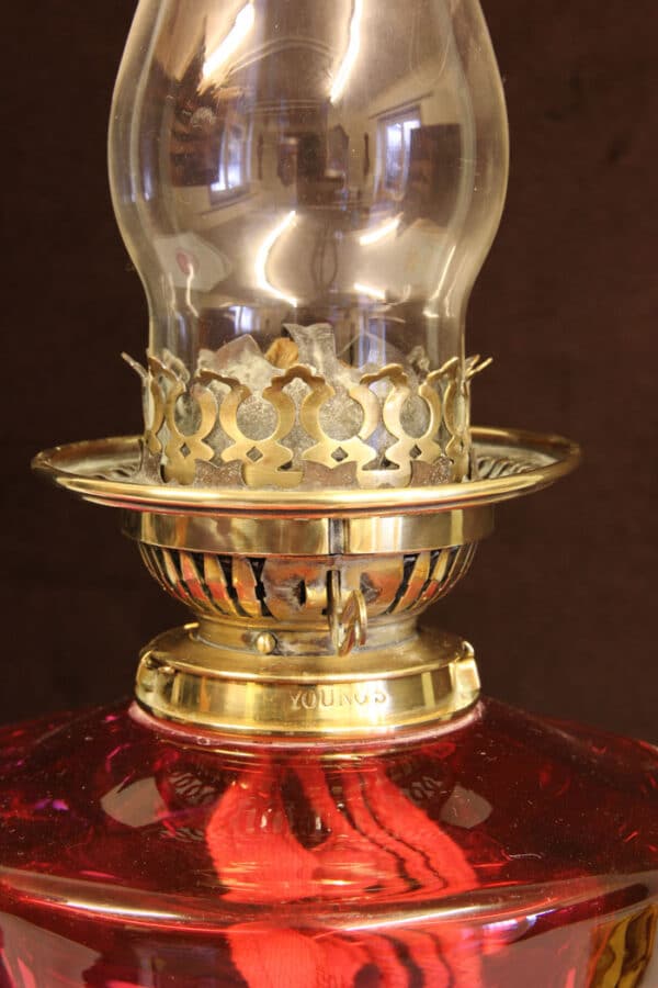 Antique Victorian Cranberry Oil Lamp Antique Antique Lighting 8