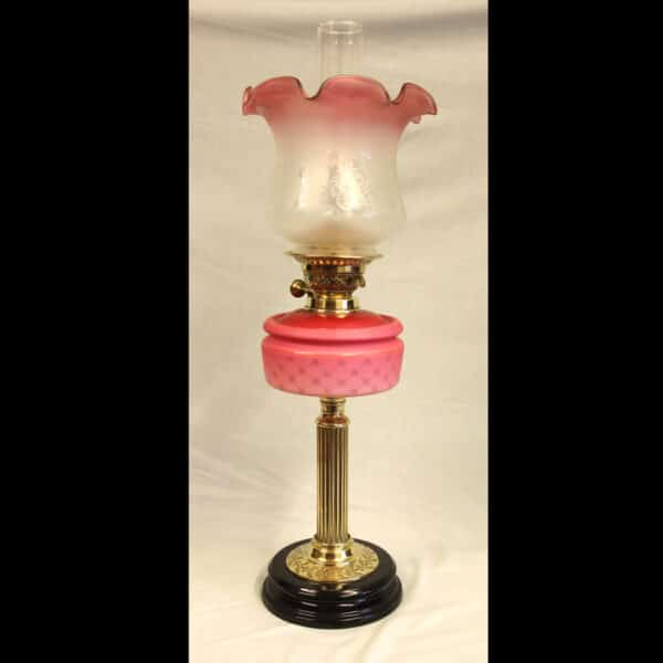 Antique Victorian Satin Pink Oil Lamp
