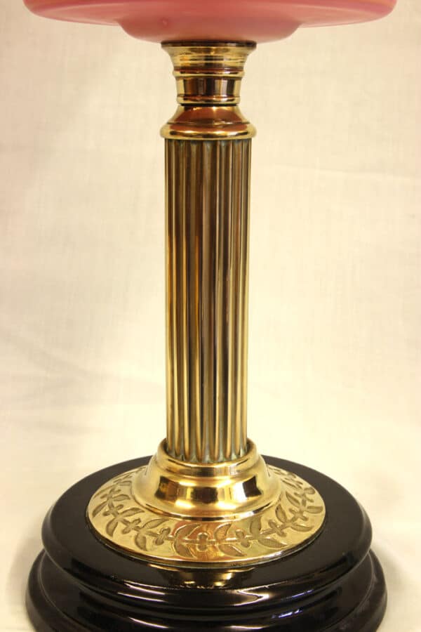 Antique Victorian Satin Pink Oil Lamp - Image 5