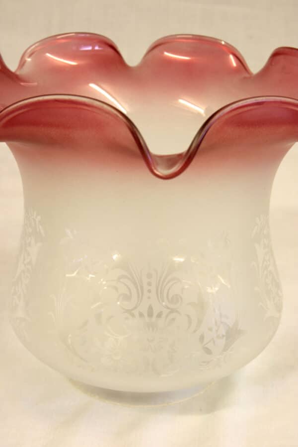 Antique Victorian Satin Pink Oil Lamp - Image 8