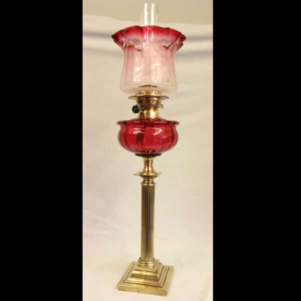 Antique Victorian Cranberry Oil Lamp