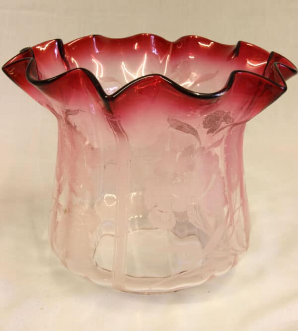 Antique Victorian Cranberry Oil Lamp - Image 3