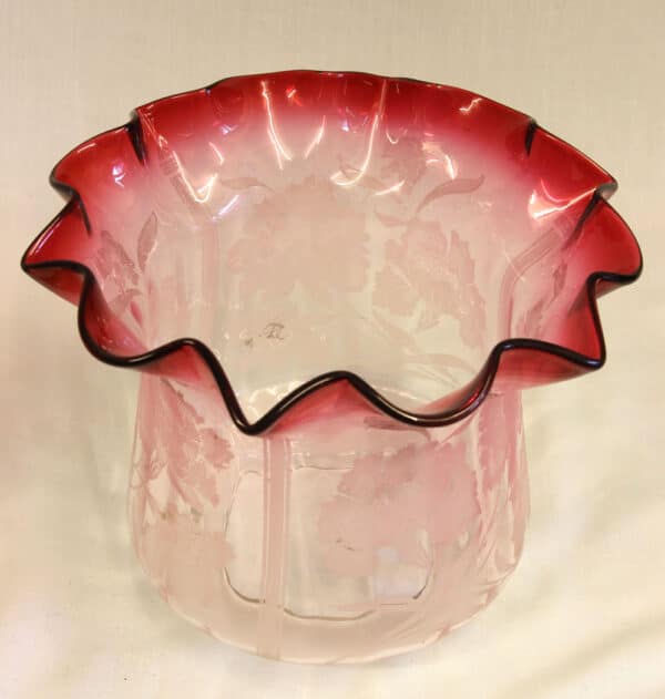 Antique Victorian Cranberry Oil Lamp - Image 6