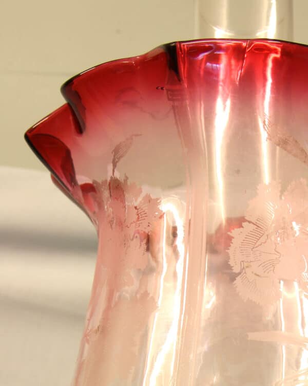 Antique Victorian Cranberry Oil Lamp - Image 8