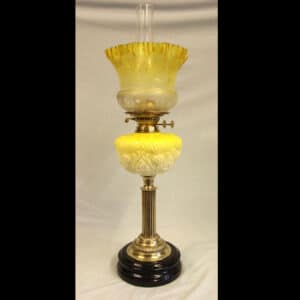 Antique Victorian Yellow Glass Oil Lamp
