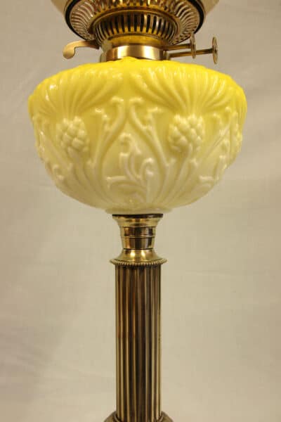 Antique Victorian Yellow Glass Oil Lamp - Image 5