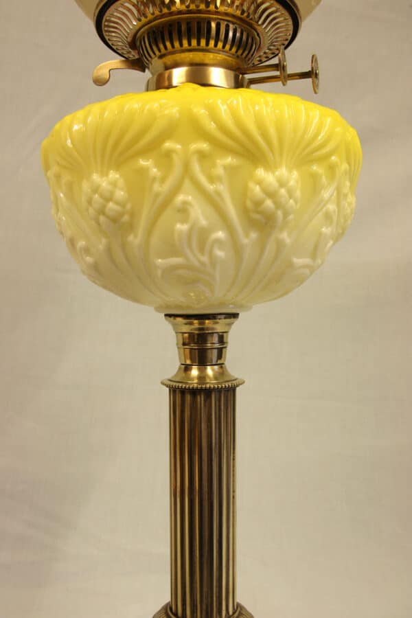 Antique Victorian Yellow Glass Oil Lamp Antique Antique Lighting 7