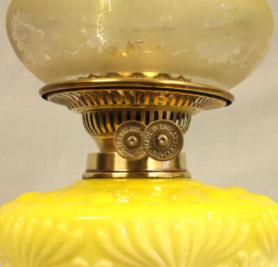Antique Victorian Yellow Glass Oil Lamp Antique Antique Lighting 8