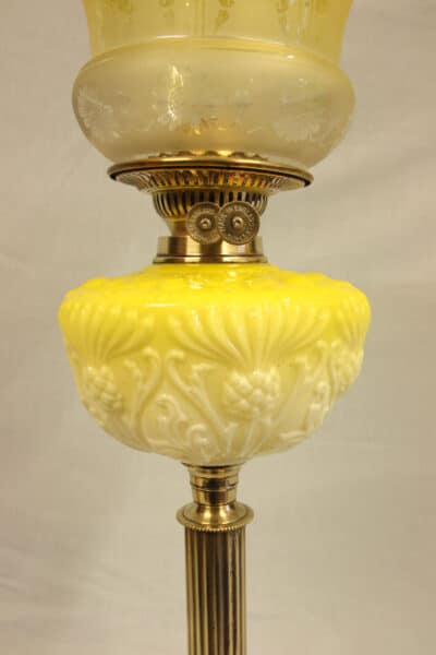 Antique Victorian Yellow Glass Oil Lamp - Image 7