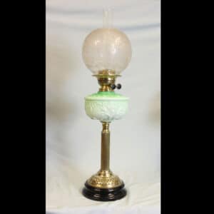 Antique Victorian Oil Lamp Green Font