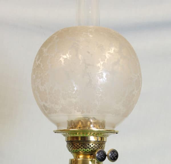Antique Victorian Oil Lamp Green Font - Image 2