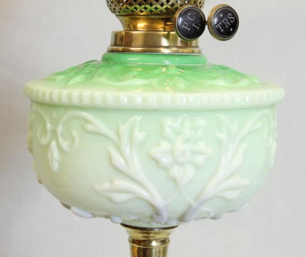 Antique Victorian Oil Lamp Green Font Antique Antique Lighting 7